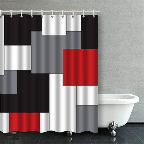 red black white shower curtain|red and white shower curtains.